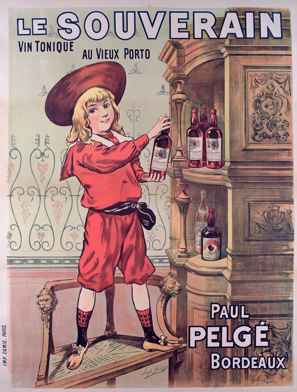 Plakat reklamujący Le Souverain, francuskie wino z tonikiem autorstwa Paula Pelge autorstwa French School
