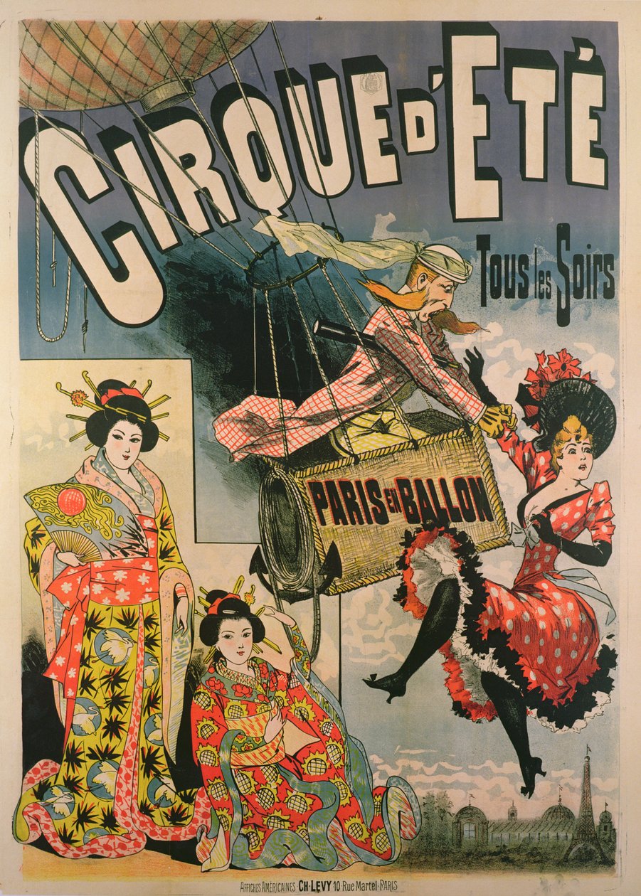Plakat reklamujący Paris en Ballon w Cirque d