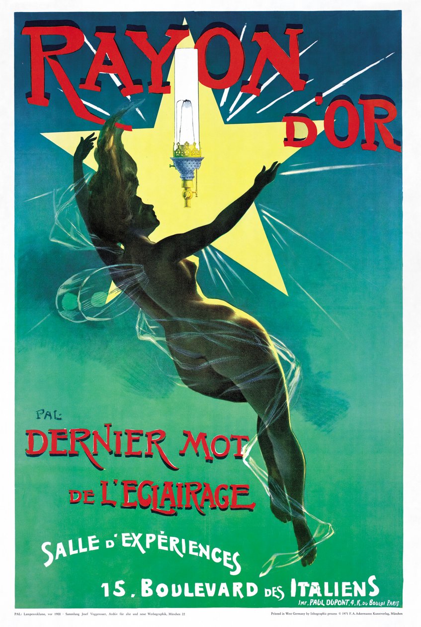 Plakat reklamujący oświetlenie Rayon dOr autorstwa French School