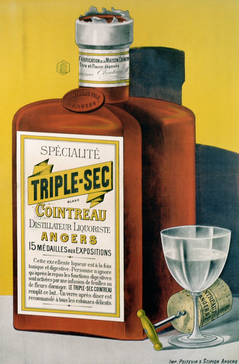 Plakat reklamujący Triple Sec Cointreau wykonany w Angers autorstwa French School