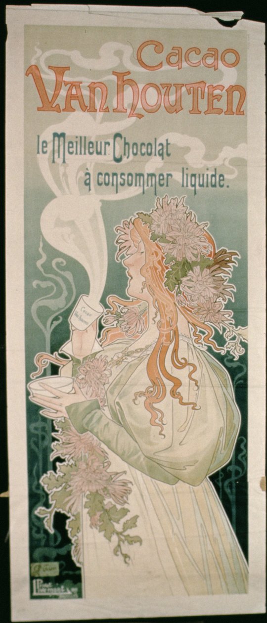 Plakat reklamowy "Vanhouten Cacao" (litografia kolorowa) autorstwa French School