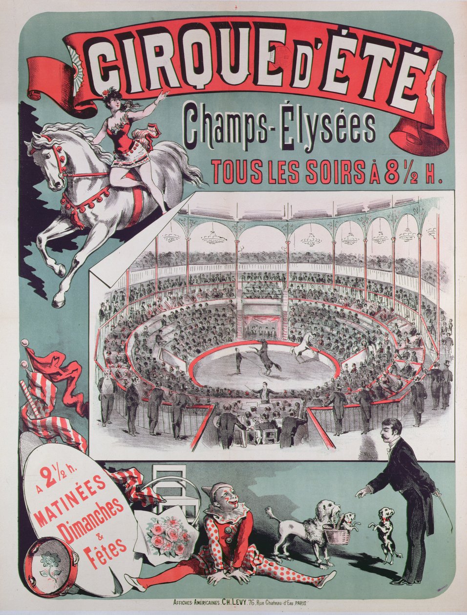 Plakat reklamujący Cirque dEte, ok.1880 autorstwa French School
