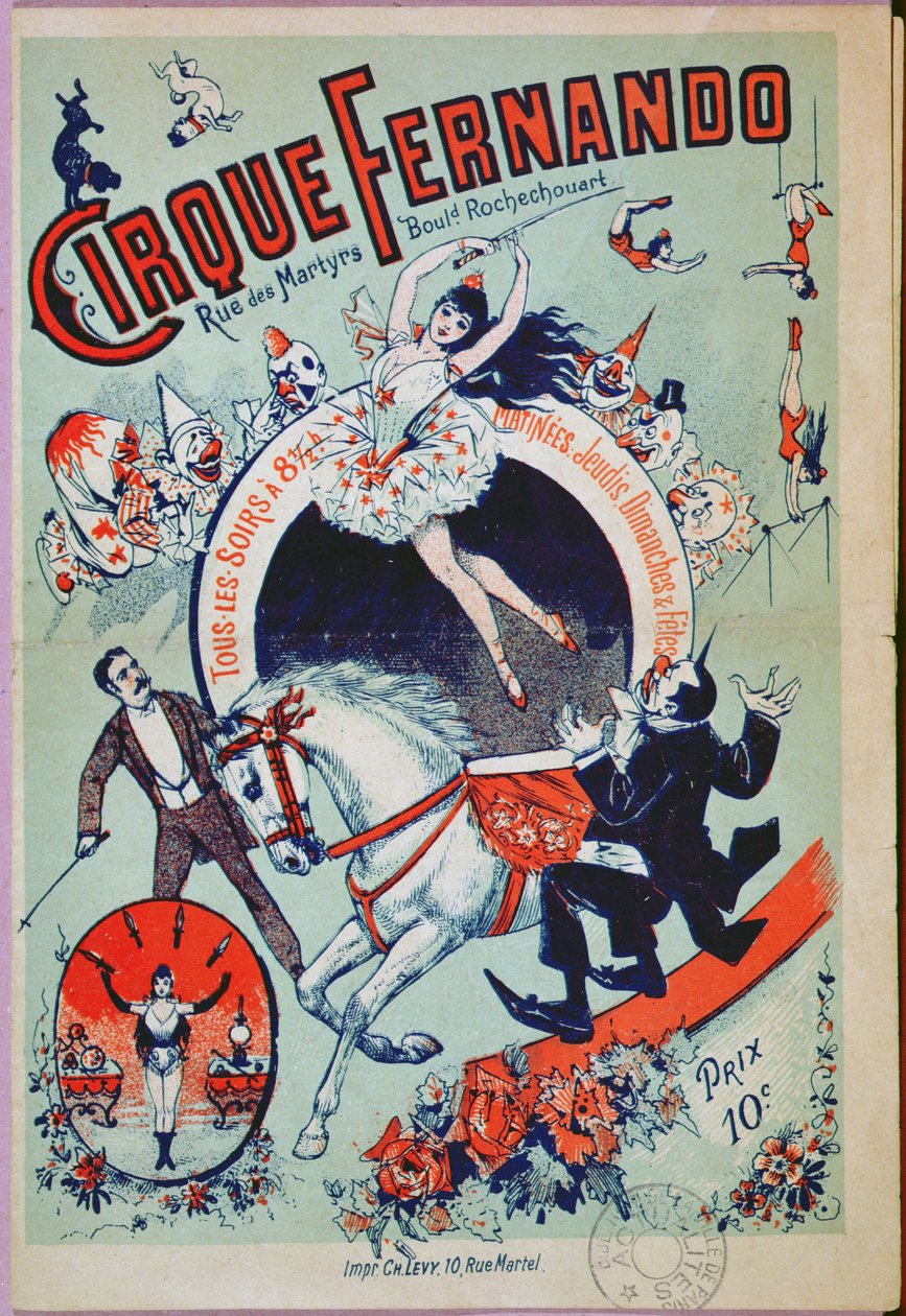 Plakat reklamujący cyrk Fernando, Paryż autorstwa French School