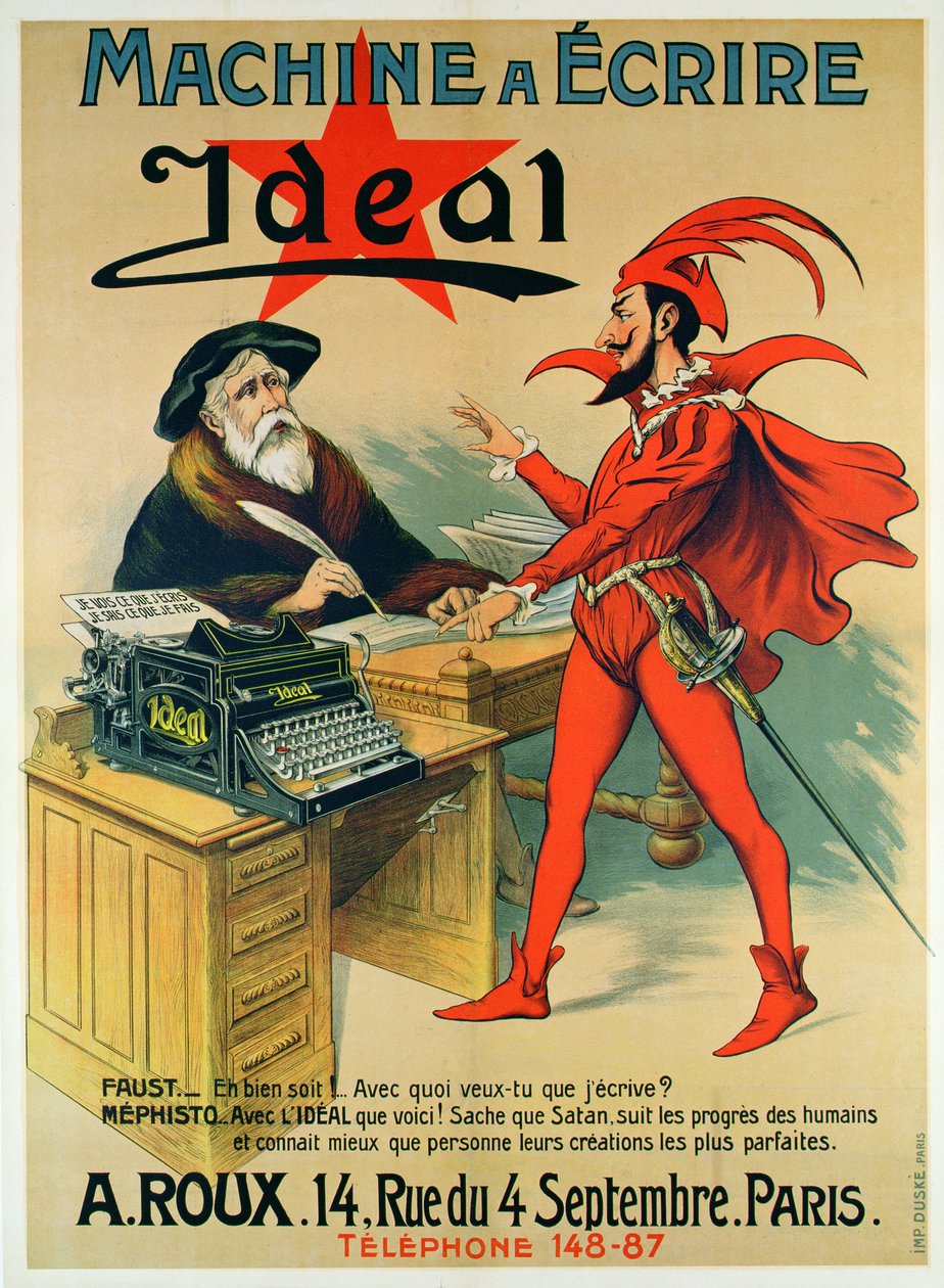 Plakat reklamujący idealną maszynę do pisania autorstwa French School