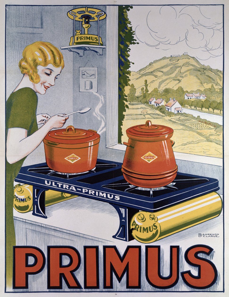 Plakat reklamujący płytę Primus, wydrukowany przez Dampenon & Elarue autorstwa French School