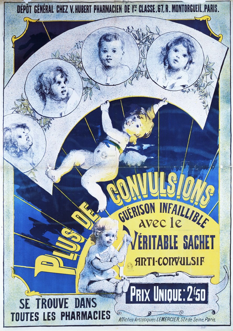 Plakat reklamujący Veritable Saszetki Anti-Convulsif autorstwa French School
