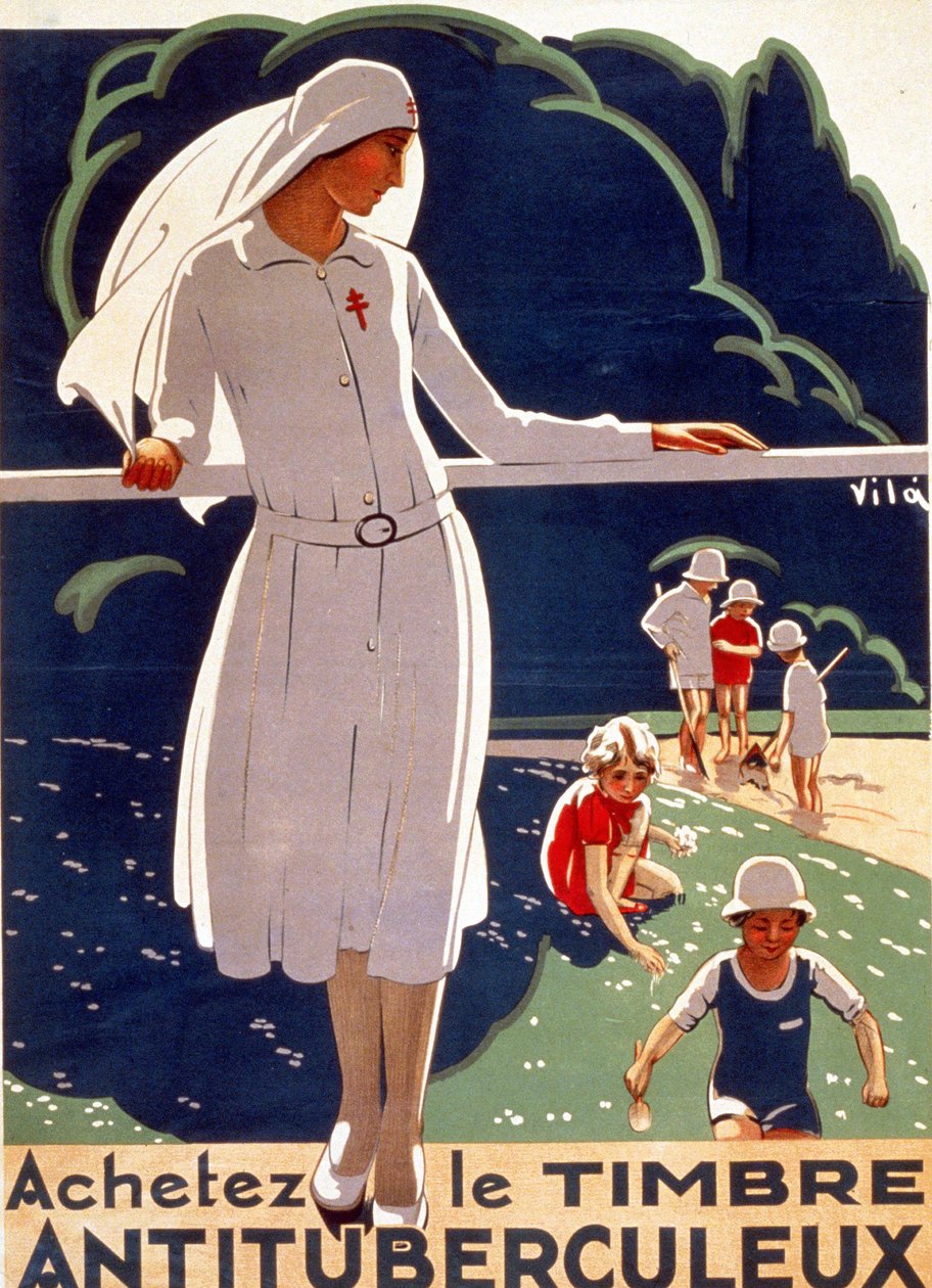 Plakat „Kup plaster gruźlicy” wydany przez Narodowy Komitet Obrony przed Gruźlicą. Litografia 1917. autorstwa French School