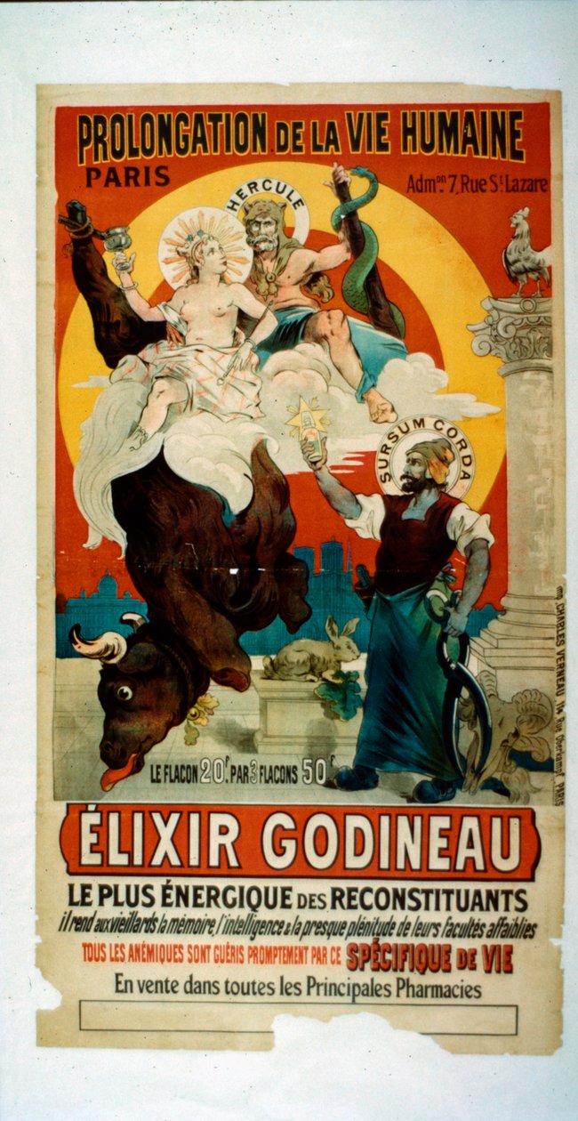 Plakat do Eliksiru Godineau, ok. 1900 autorstwa French School