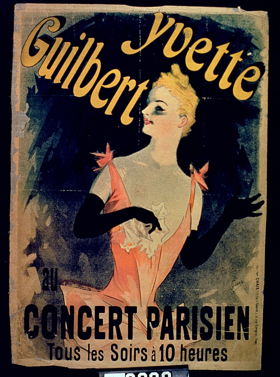 Plakat koncertu paryskiego Yvette Guilbert autorstwa French School