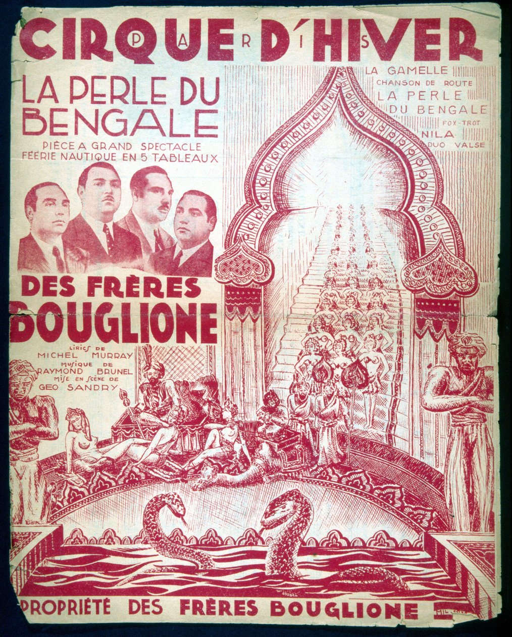 Plakat do spektaklu braci Bouglione „Perła Bengalu”” w Cirque d