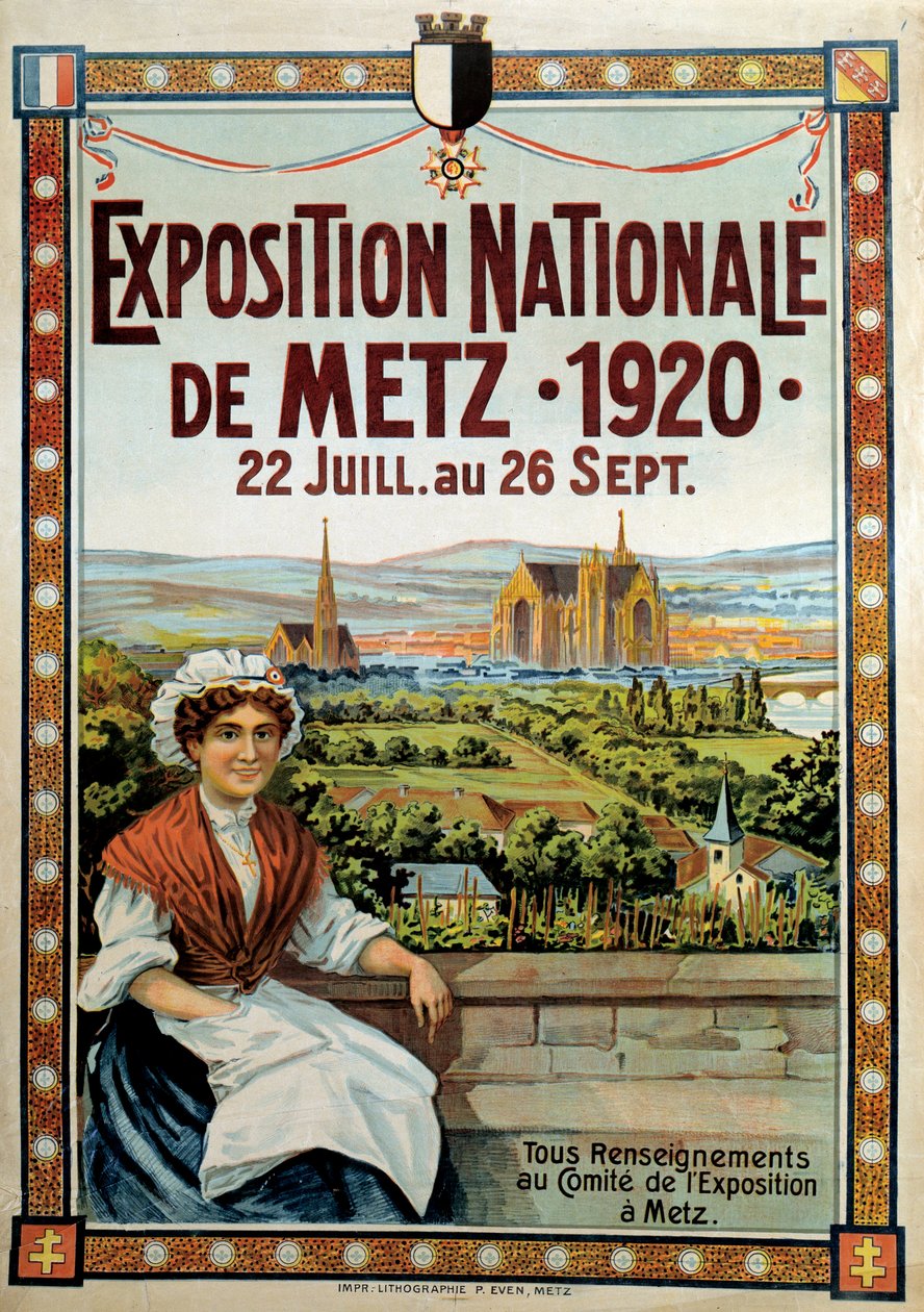 Plakat wystawy narodowej w Metz od 22 lipca do 26 września, Francja autorstwa French School