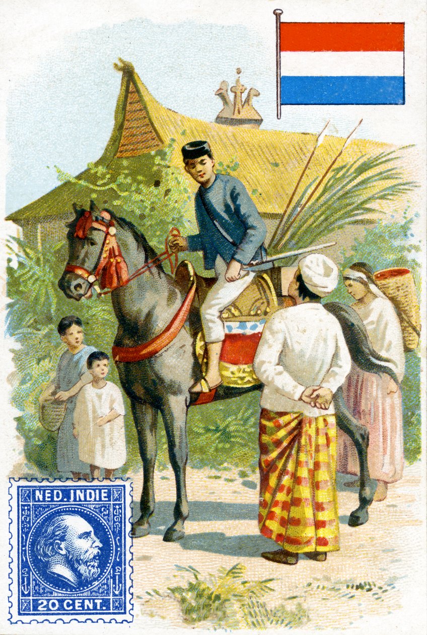 Listonosz dostarczający list w Holenderskich Indiach Wschodnich, koniec XIX wieku autorstwa French School