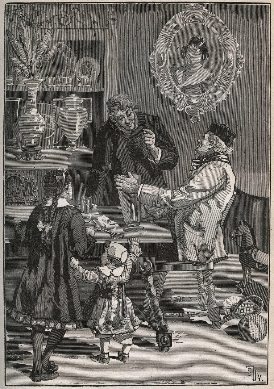 Potichomia, XIX-wieczny proces imitujący porcelanowe wazony z Chin i Japonii. Grawer z 1880 roku w „Les arts et metiers illustres” Adolphe BITARD. autorstwa French School