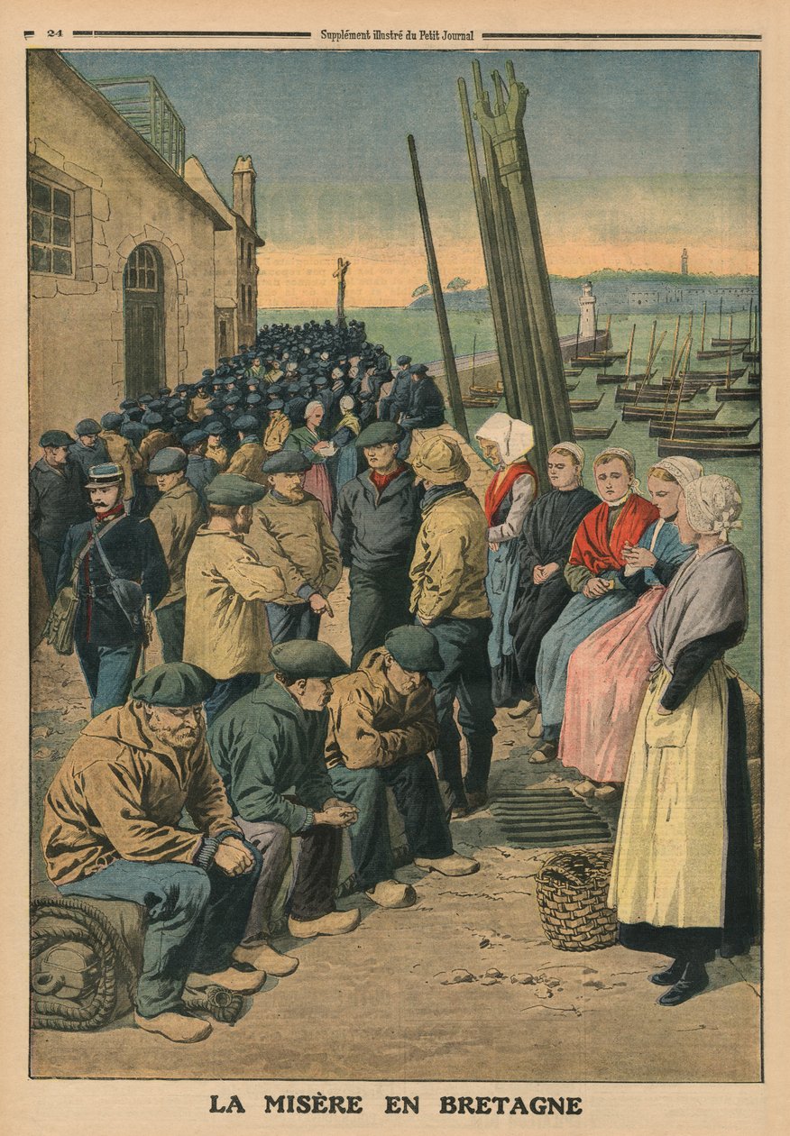 Ubóstwo w Bretanii, ilustracja na tylnej okładce „Le Petit Journal”, 19 stycznia 1913 autorstwa French School