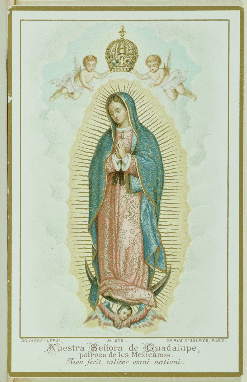 Karta modlitewna przedstawiająca Matkę Bożą z Guadalupe, ok. 1900 autorstwa French School