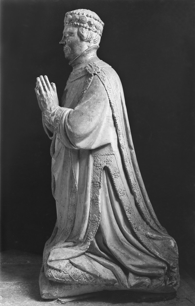 Modląca się figura klęczącego księcia Jeana de Berry (1340-1416) hrabiego Poitiers, XV-XVIII w. autorstwa French School