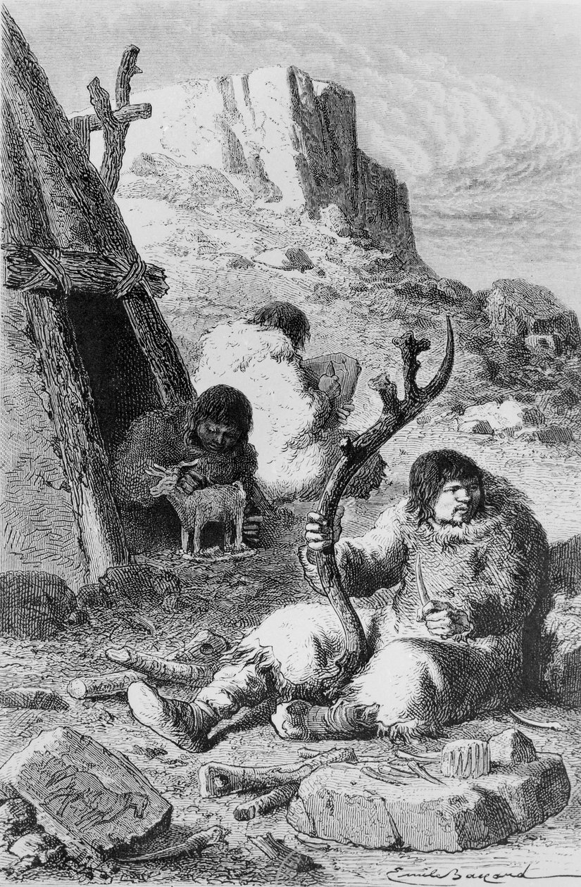 Artyści prehistoryczni, z LHomme Primitif Louisa Figuiera, wydali Hachette, 1870 autorstwa French School