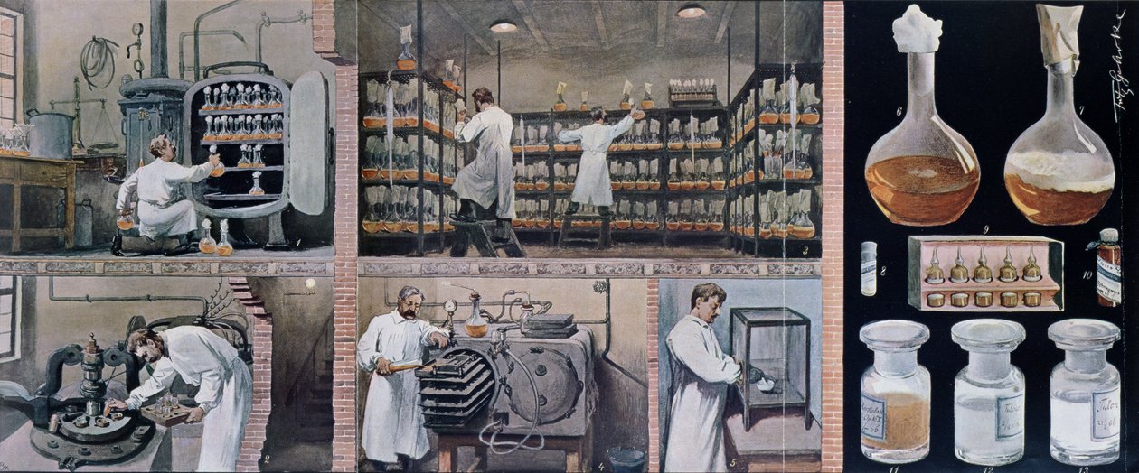 Przygotowanie serum do walki z gruźlicą, Les Animaux, ok. 1900 autorstwa French School