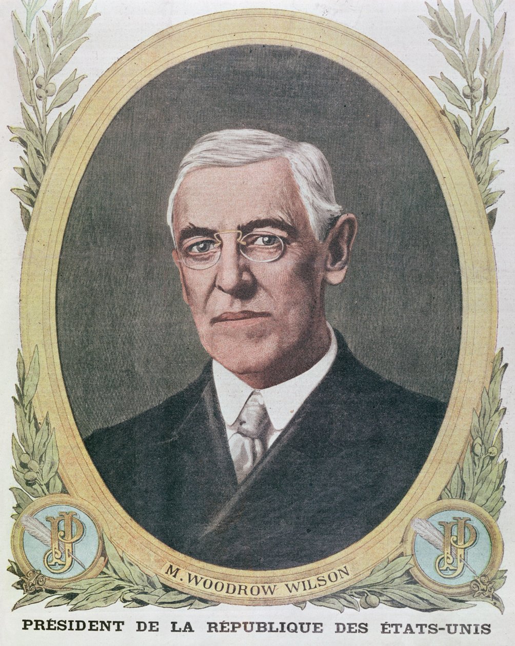 Prezydent Woodrow Wilson (1856-1924), ilustracja z Le Petit Journal 1917 autorstwa French School
