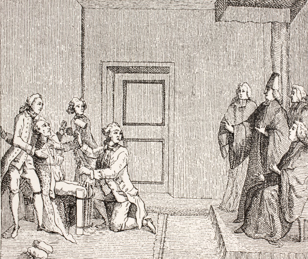 Więzień poddawany torturom przez Brodequina, 1875 r. autorstwa French School