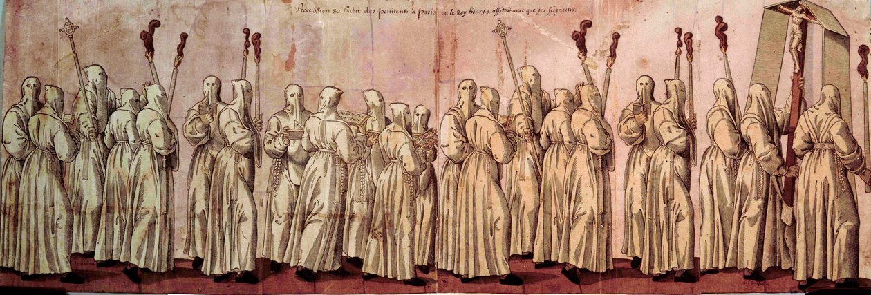 Procesja Białych Pokutników lub Henryk III autorstwa French School