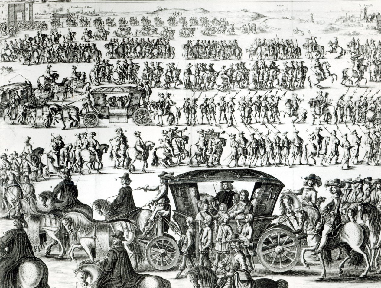 Procesja wjazdu młodego króla Ludwika XIV jako dziecka w mieście Paryż 18 sierpnia 1649, szczegół autorstwa French School
