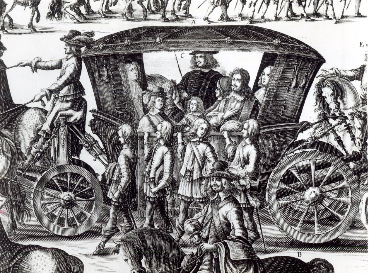 Procesja wjazdu młodego króla Ludwika XIV jako dziecka w mieście Paryż 18 sierpnia 1649, szczegół autorstwa French School