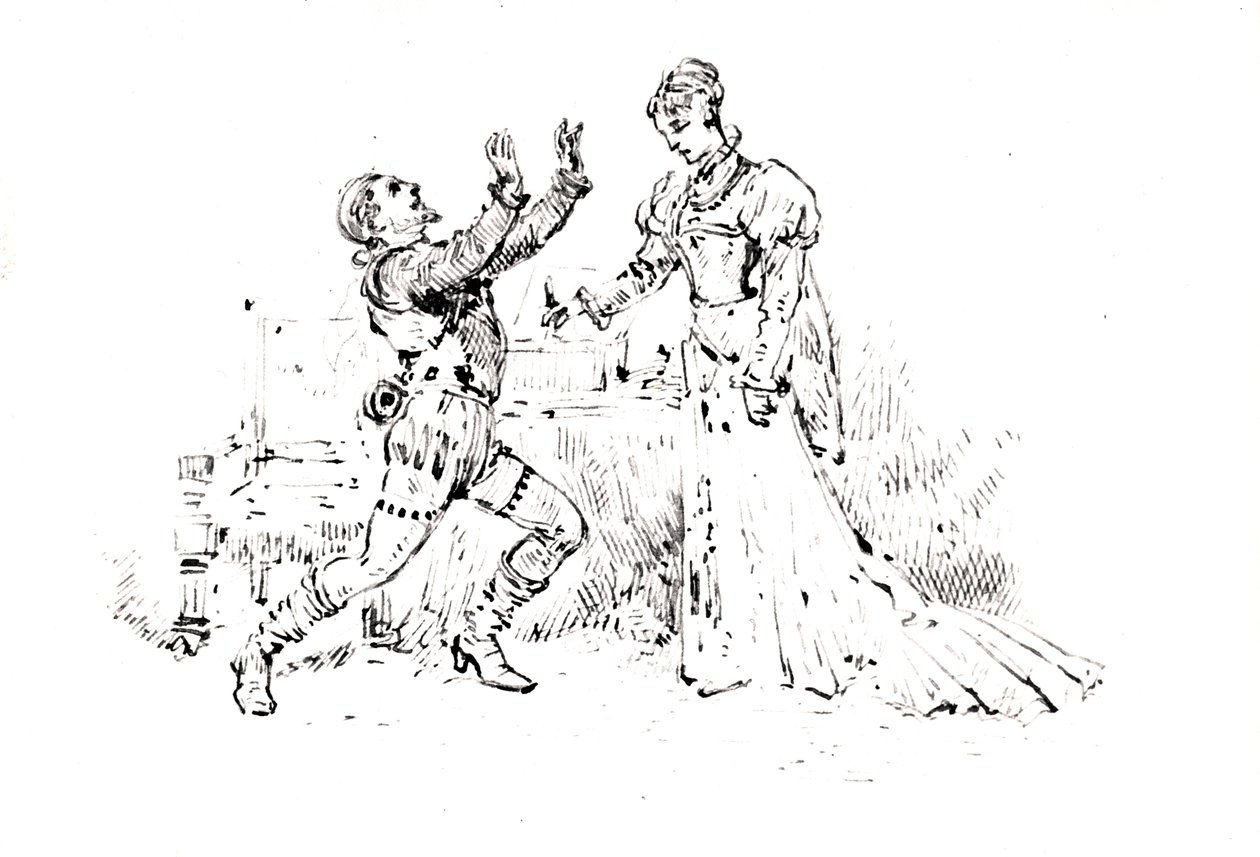 Broszura produkcyjna dla Ruy Blas (1838) autorstwa Victora Hugo (1802-85), 1880 (pióro i atrament na papierze) autorstwa French School