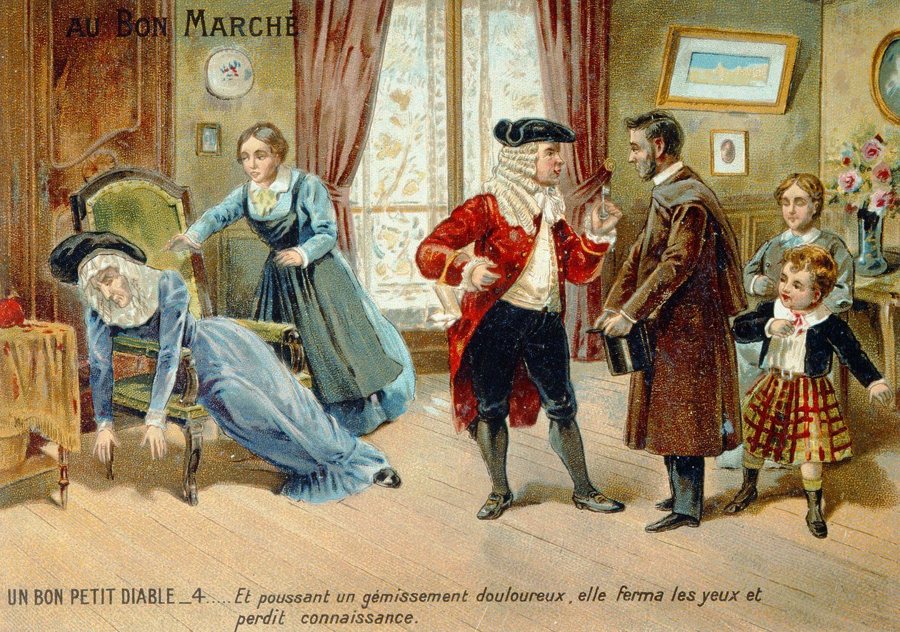 Karta promocyjna reklamująca Le Bon Petit Diable autorstwa hrabiny de Segur, koniec XIX wieku autorstwa French School
