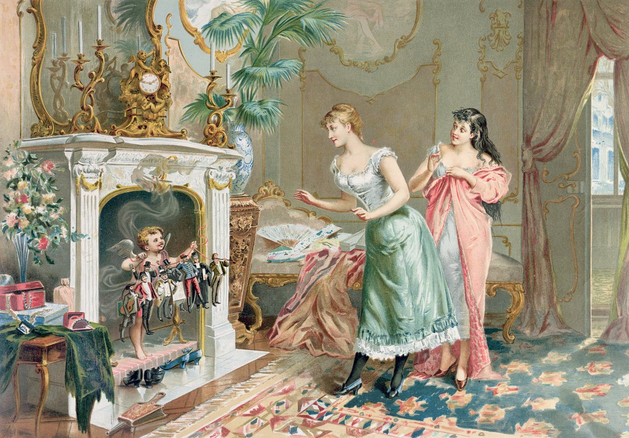 Prostytutki odkrywające swoje prezenty świąteczne, 1893 autorstwa French School