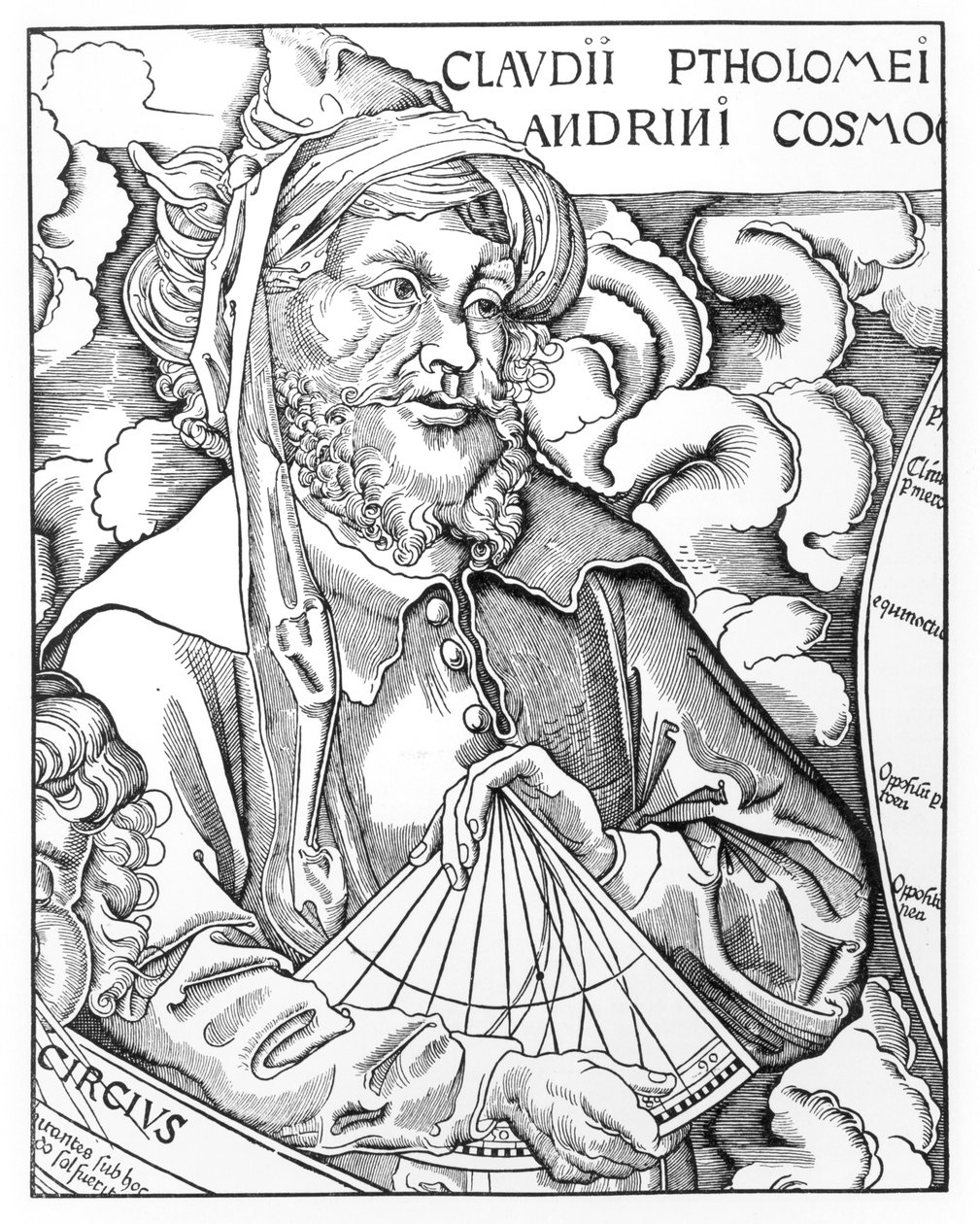 Ptolemeusz (Claudius Ptolemaeus) (ok. 90-168) trzymający sekstant autorstwa French School
