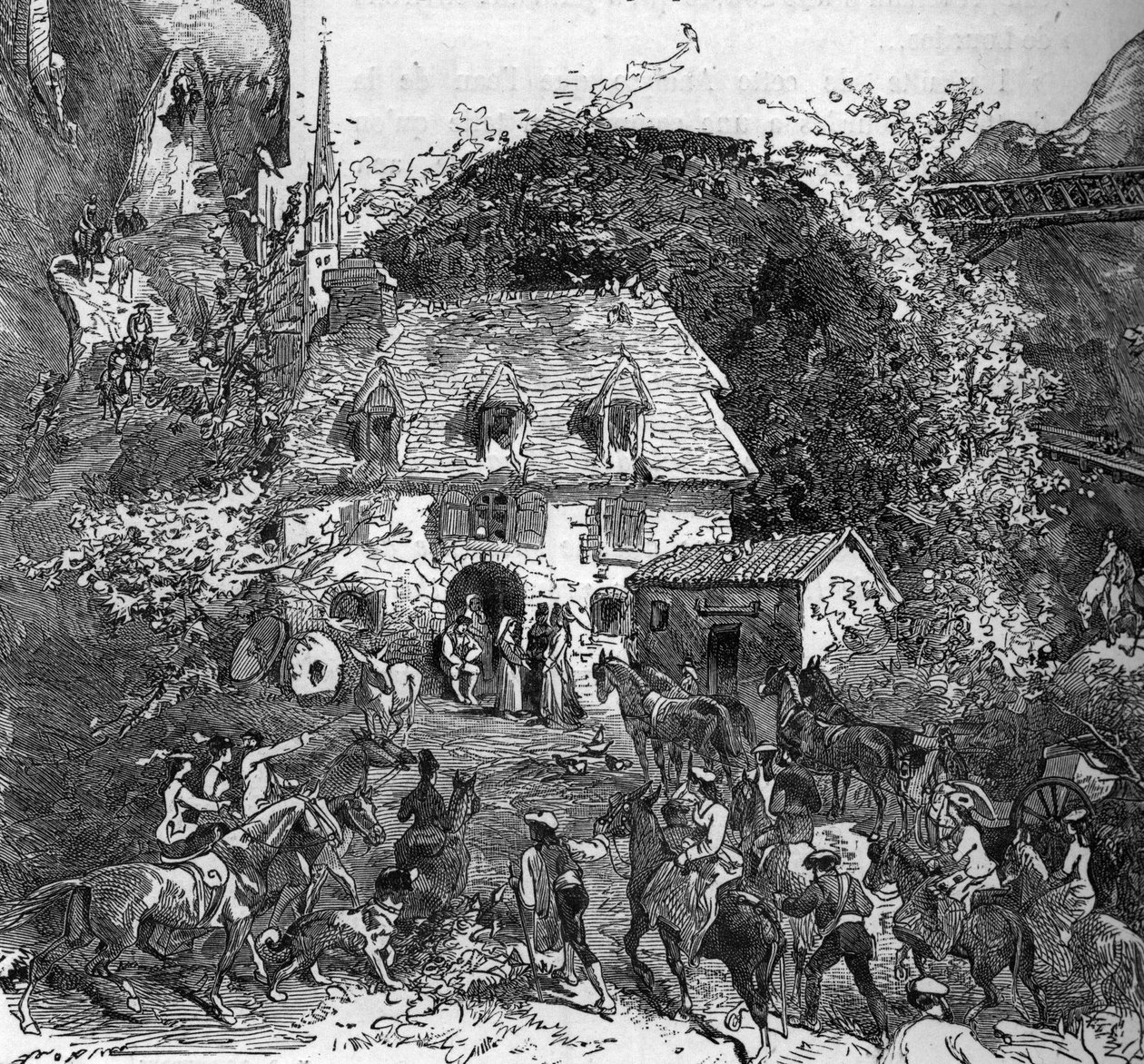Pirenejscy turyści w pielgrzymce do Lourdes, Hautes Pyrenees (65) autorstwa French School