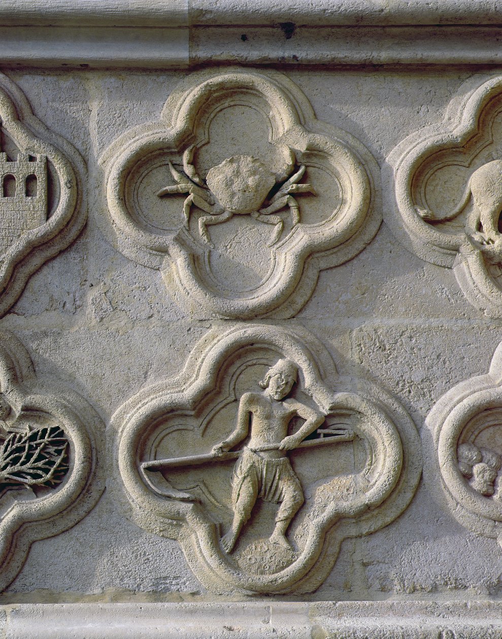 Czterolistne przedstawiające raka i czerwiec, ok. 1220 autorstwa French School