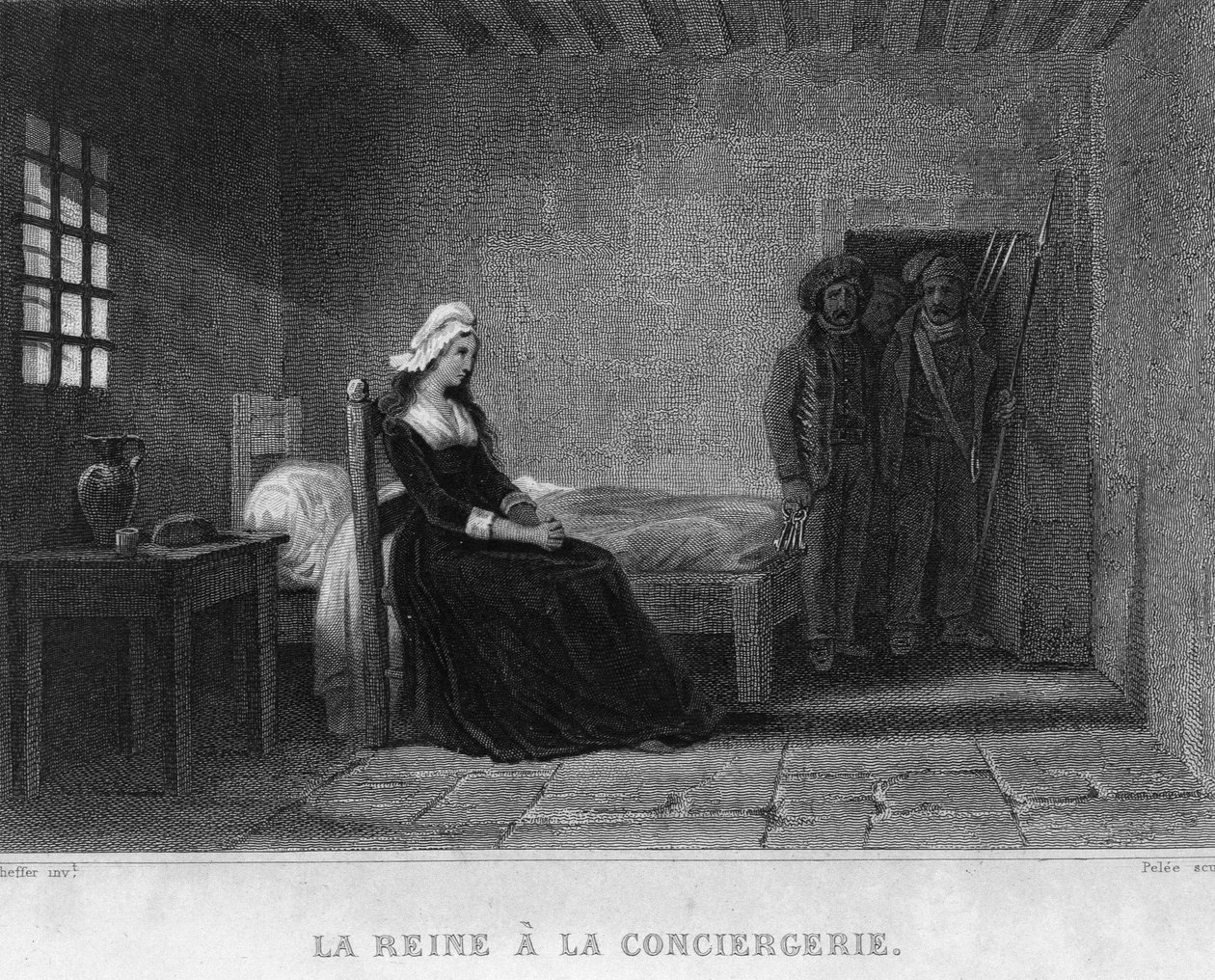 Królowa Maria Antonina (Marie Antoinette) w więzieniu Concierge - w „Rewolucji francuskiej” Thiersa. 19 wiek autorstwa French School