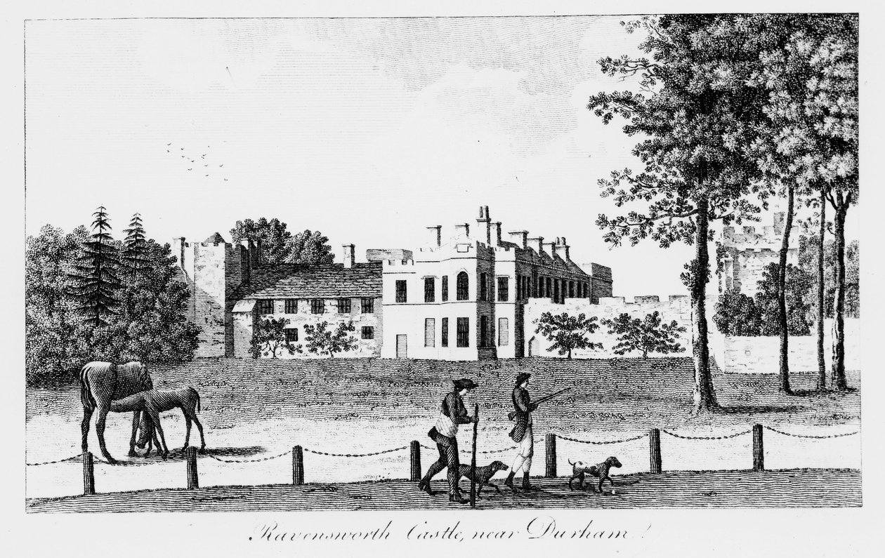 Zamek Ravensworth w pobliżu Durham, XIX wiek autorstwa French School