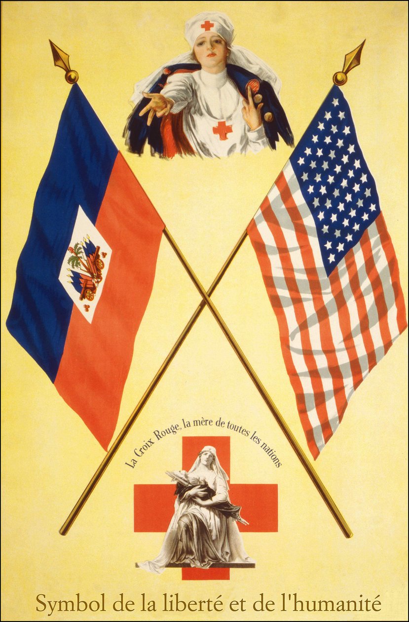 Plakat Czerwonego Krzyża „Symbole Wolności i Ludzkości – Czerwony Krzyż Matka Wszystkich Narodów”, sd. w latach 1914-1918. autorstwa French School