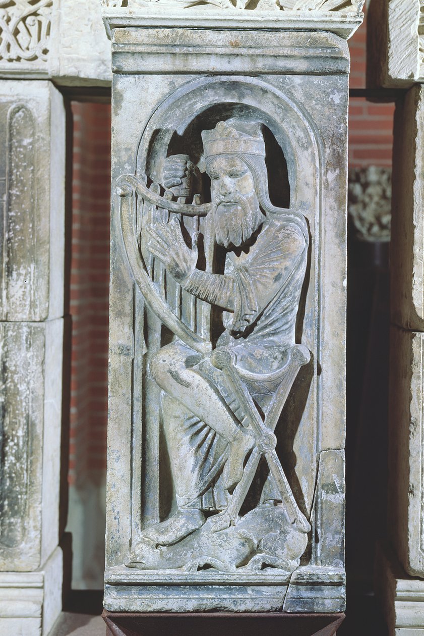 Relief przedstawiający króla Dawida grającego na harfie, z La Daurade autorstwa French School