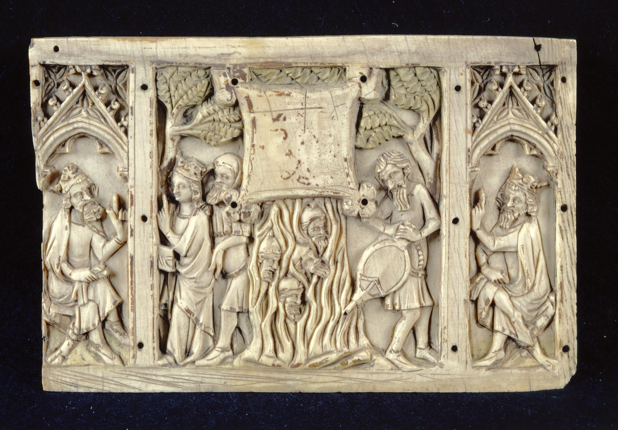 Relief przedstawiający sceny z życia św. Katarzyny Aleksandryjskiej, ok. 1370-80 autorstwa French School