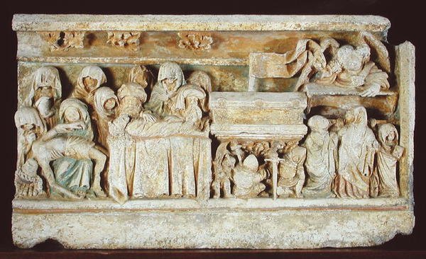 Płaskorzeźba przedstawiająca Sceny Męki Pańskiej: Pieta, Złożenie do Grobu i Święte Niewiasty przy Grobie autorstwa French School