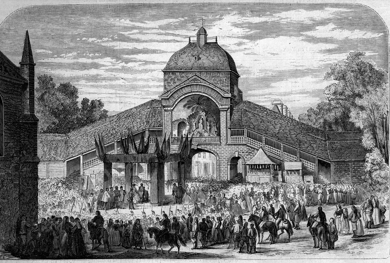 Ceremonia religijna - 15 sierpnia 1858: Msza Wniebowzięcia Najświętszej Maryi Panny przy ołtarzu Pelerinów św. Anny d