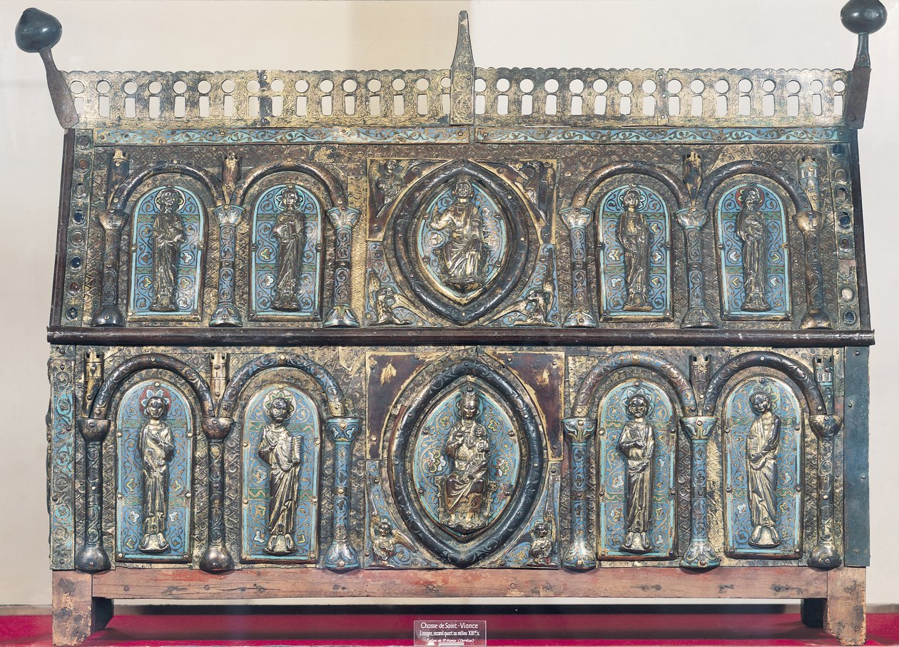 Relikwiarz św. Viance, Szkoła Limousin, ok. 1230-50 (złocona miedź i emalia champleve) autorstwa French School