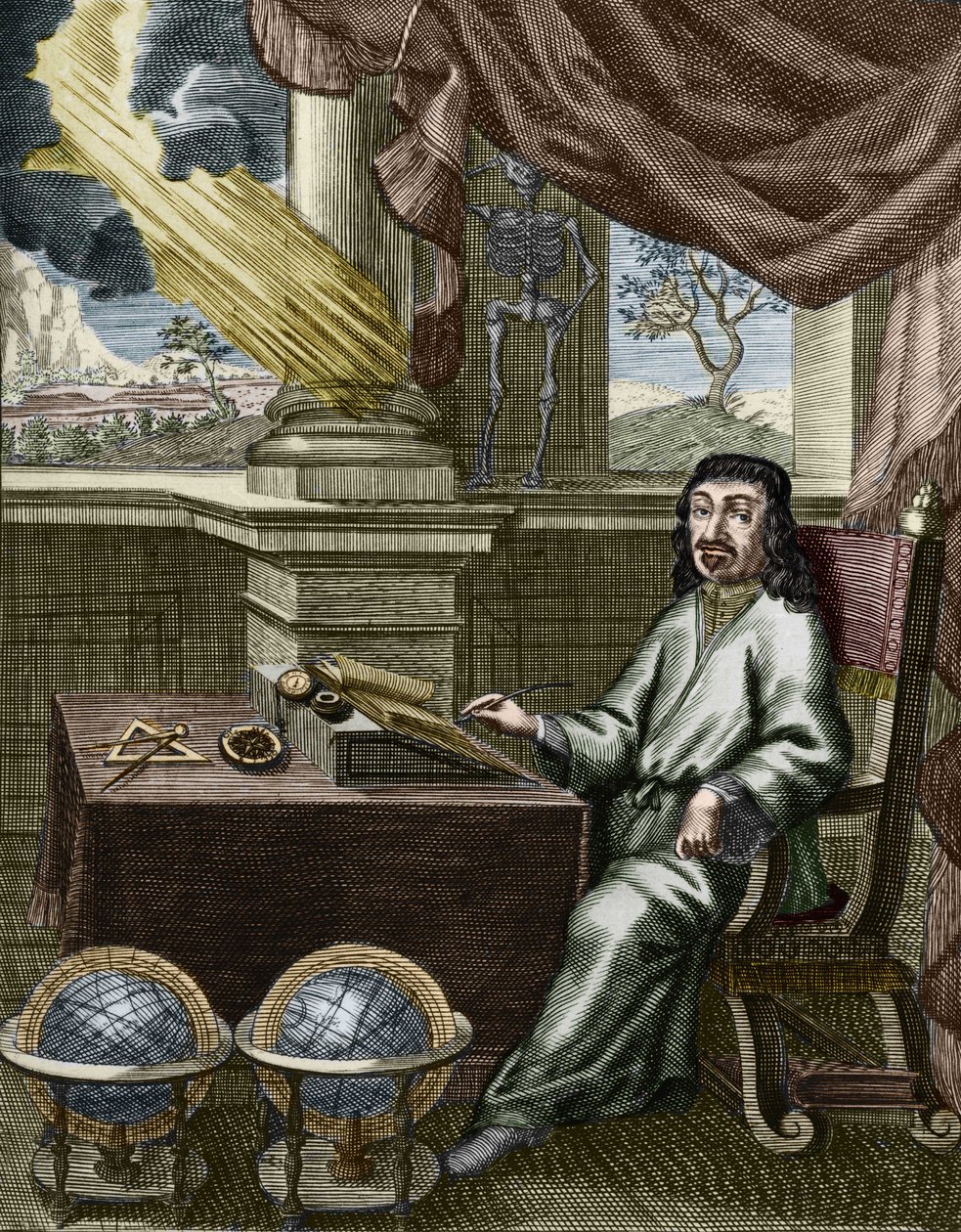 René Descartes (rycina ręcznie kolorowana) autorstwa French School