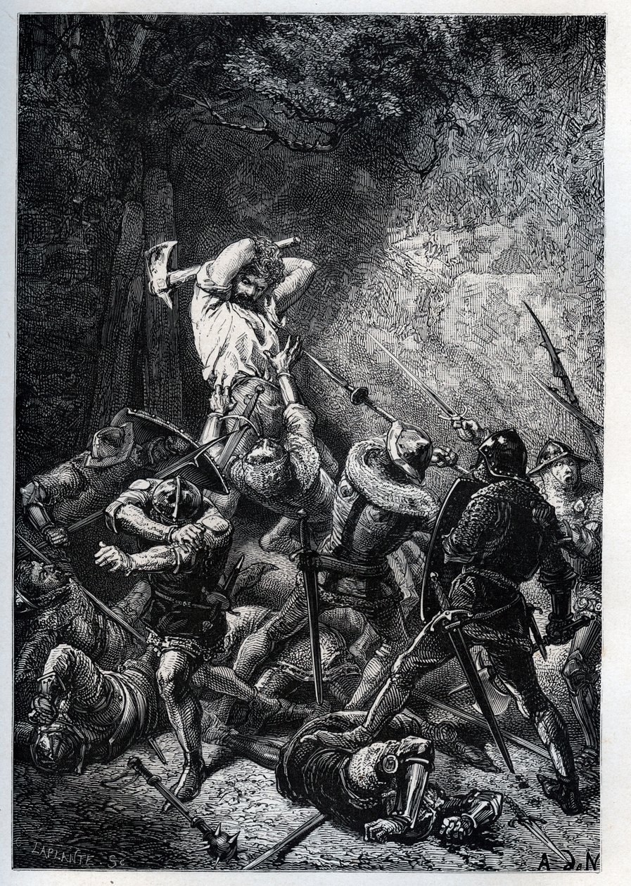 Representation du Grand Ferre (lub Ferret) (ok. 1330-ok. 1358) pikard bohater wojny stuletniej” (Wojna stuletnia: Portret francuskiego bohatera Big Ferre) - rycina z „” L