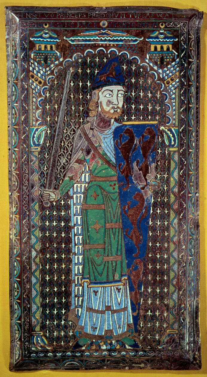 Reprezentacja Geoffroi V (Geoffroy) Le Bel Plantagenet (hrabia Maine i Anjou, książę Normandii) (1113-1151) Tablica nagrobna w e-mailu. 1151. Muzeum Tesse. Le Mans autorstwa French School