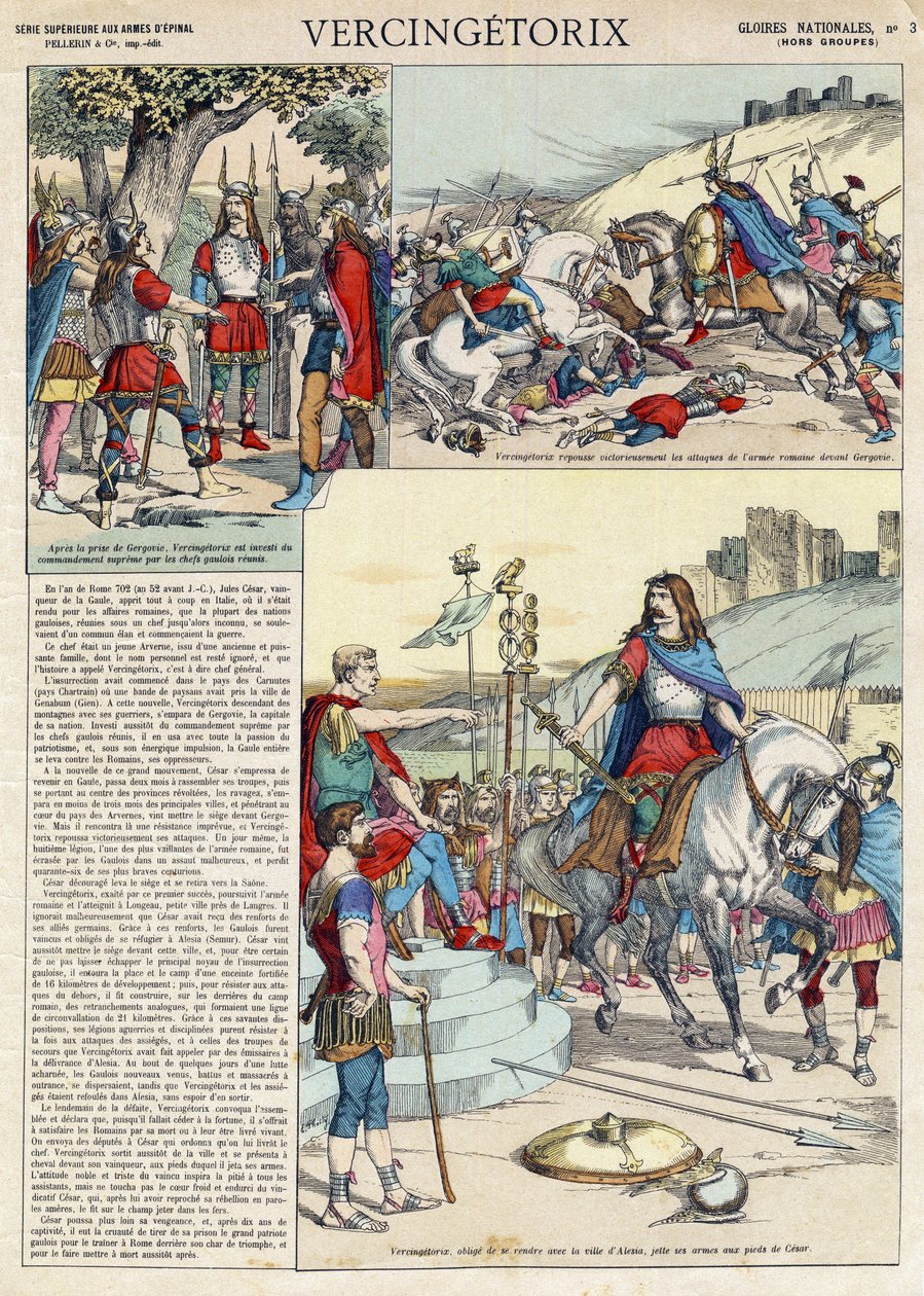 Reprezentacja Wercyngetoryksa (ok. 80-ok. 46 pne) wojownika i galijskiego przywódcy plemienia Arwernów wybranego przez swój lud do prowadzenia wojny z Rzymianami” (Portret Wercyngetoryksa (82 pne-46 pne) wodza plemienia Arwernów, wybrany przez jego lud do  autorstwa French School