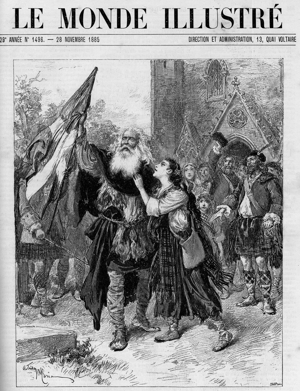 Przedstawienie dramatu w pięciu aktach „Les Jacobites” Francois Coppee (1842-1908) w teatrze de l