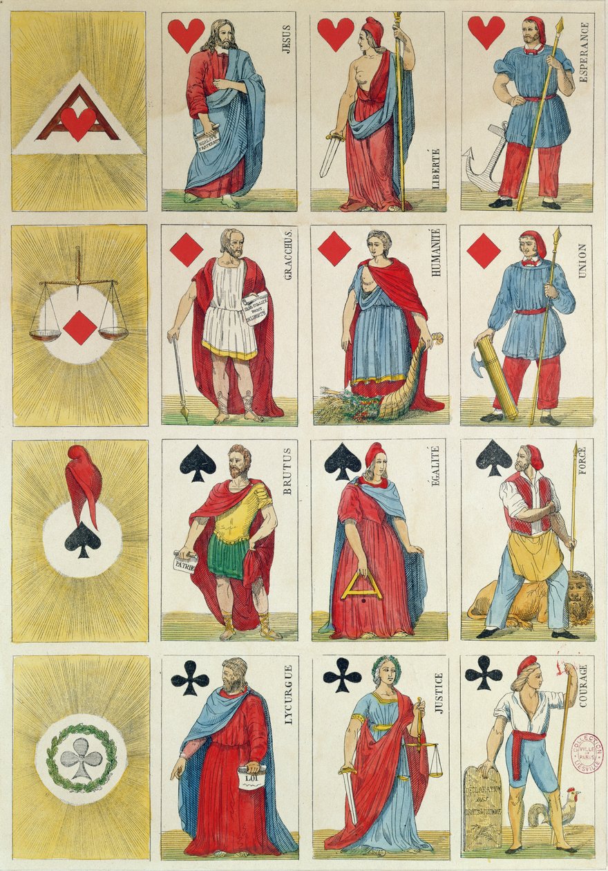 Reprodukcja republikańskich kart do gry z okresu rewolucji 1848 r autorstwa French School