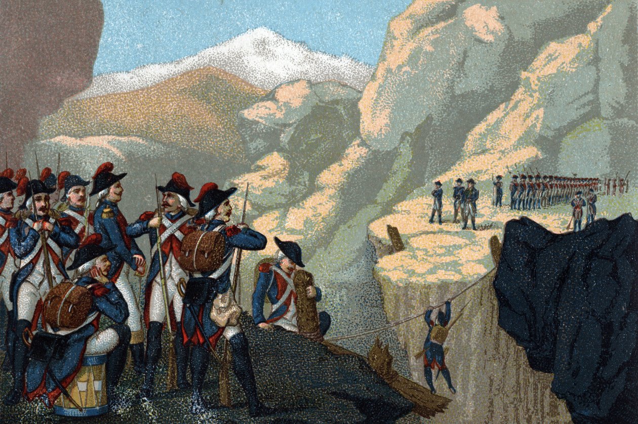 Kampania armii rezerwowej w 1800 r.: Przejście Simplon przez generała Bethencourta w maju 1800 r. autorstwa French School