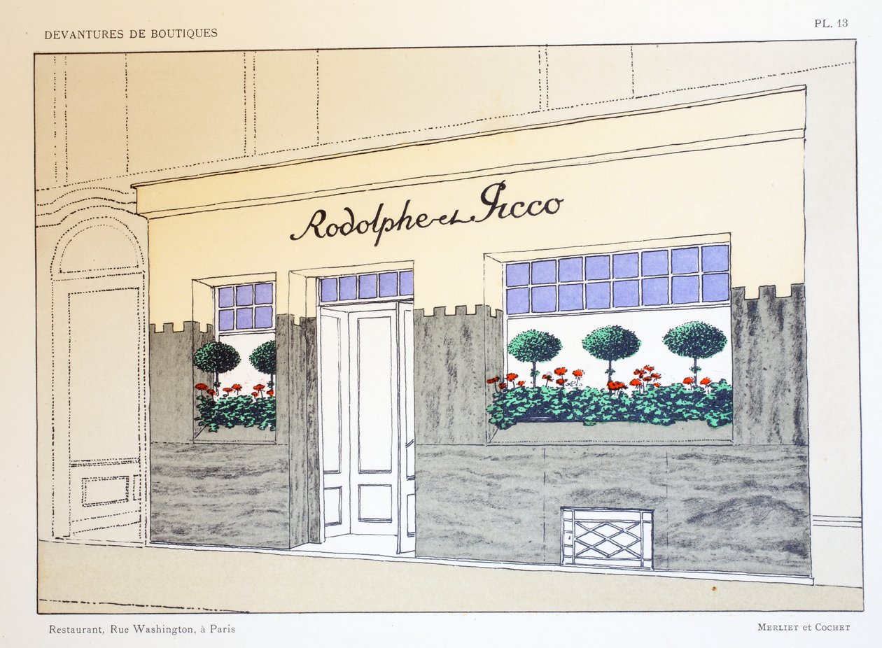 Restauracja, talerz 13, ilustracja z Devantures de Boutiques autorstwa Louis-Pierre Sezille, Paryż, 1927 autorstwa French School