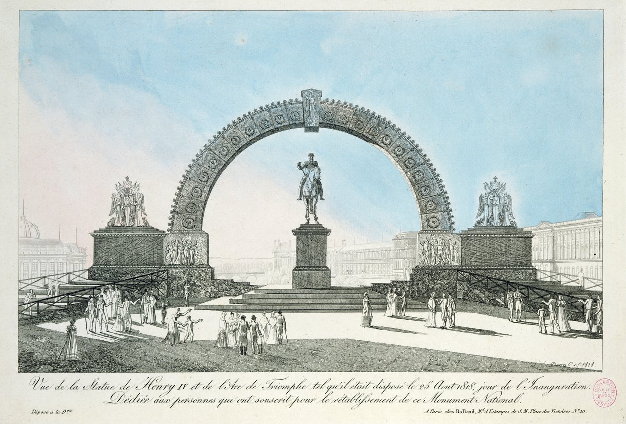 Restauracja pomnika Henryka IV na Pont Neuf, Paryż, 25 sierpnia 1818 r. autorstwa French School